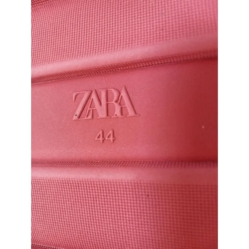 Zara Women Pink Terry Cloth Fastner‎ Slip On Chunky Slip On Sandals Size 11 - Picture 7 of 9